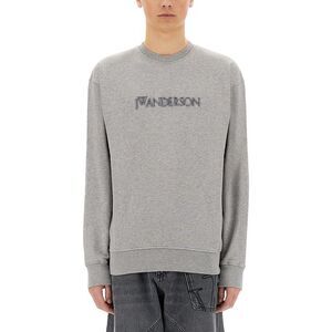 JW ANDERSON Embroidered Logo Crewneck Sweatshirt Men GREY Sweaters & Cardigans